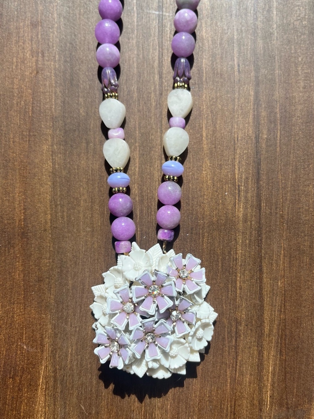 Vintage floral and jade necklace